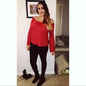 Burnt orange off the shoulder top